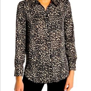 Leopard Equipment Print Button Front Blouse
